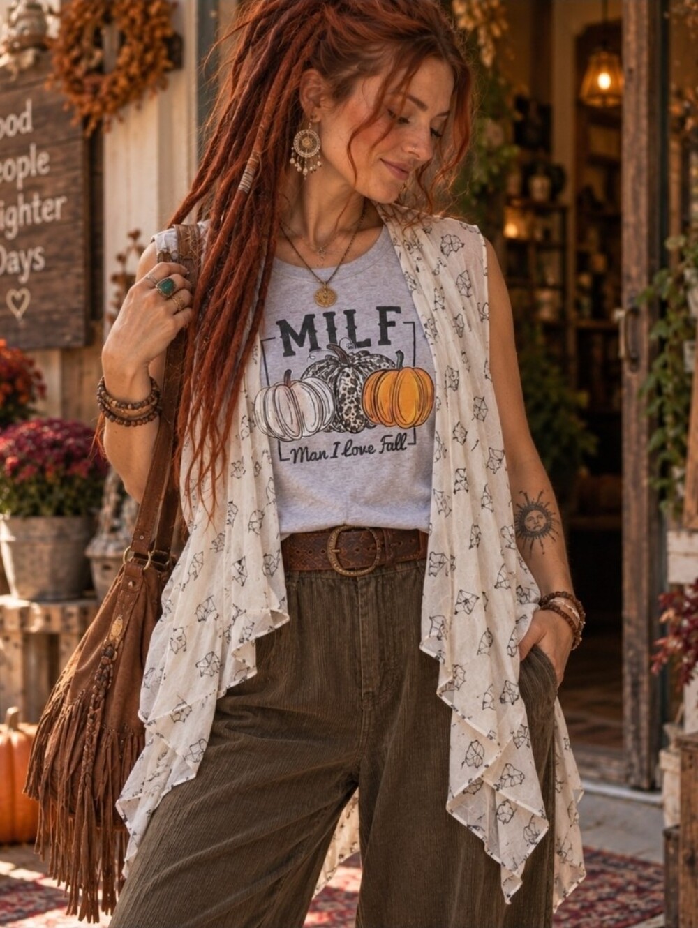 Handmade Boho Shawl Vest OSFM Gray Ivory Ruffle Open Front Sleeveless Layering